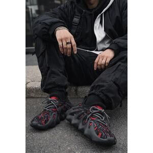 Spider Claw Sneakers Mens Size 7 Black Red Knit Athletic Running Shoes Non Slip